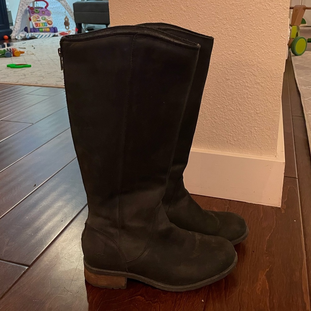 UGG Black Tall Waterproof Leather Boots